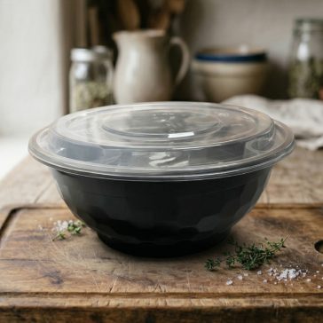 Frönccsötott DiamondBowl tetővel PP  Fekete Natúr1350ml