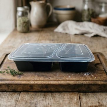 Lunch Box siktetővel 4/6részes 950ml Fekete Natúr PP